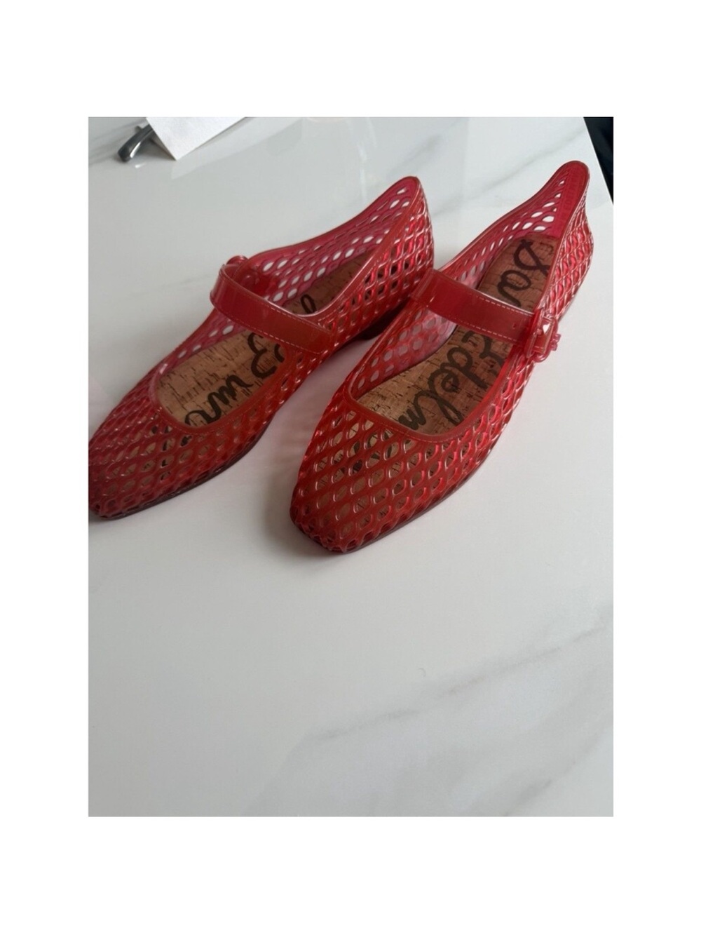 Sam Edelman Women’s Mary Jane Flats Size 9 Red Round Toe Buckle Strap - Picture 2 of 5